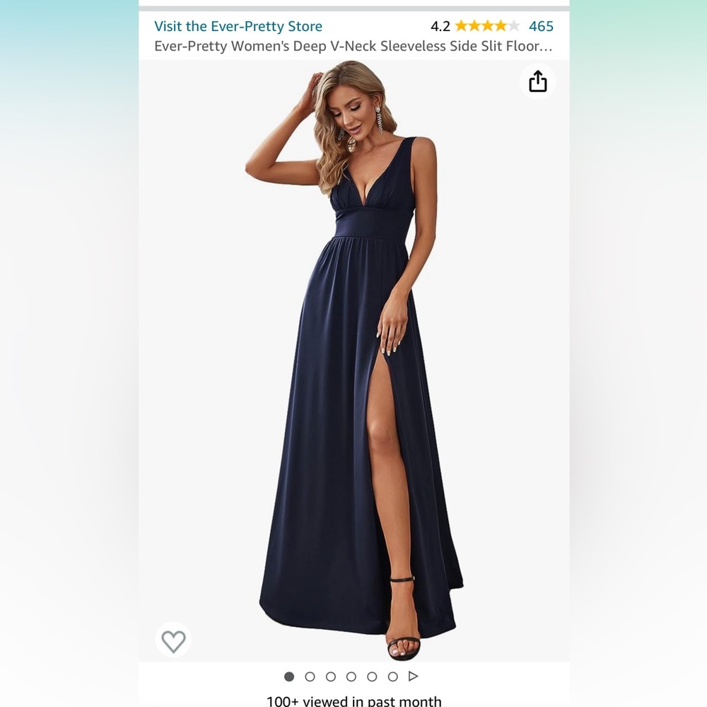 Floor length navy evening dress